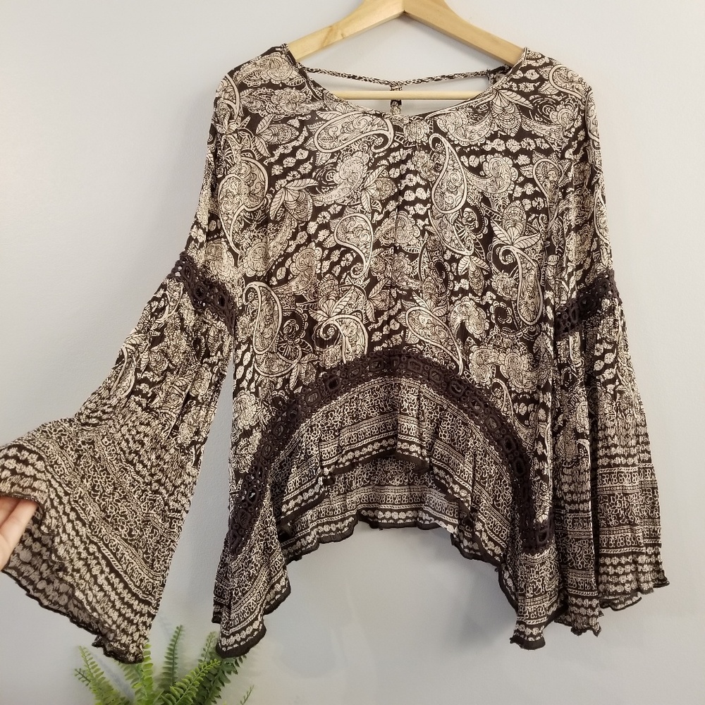 PATRON OF PEACE paisley floral boho blouse